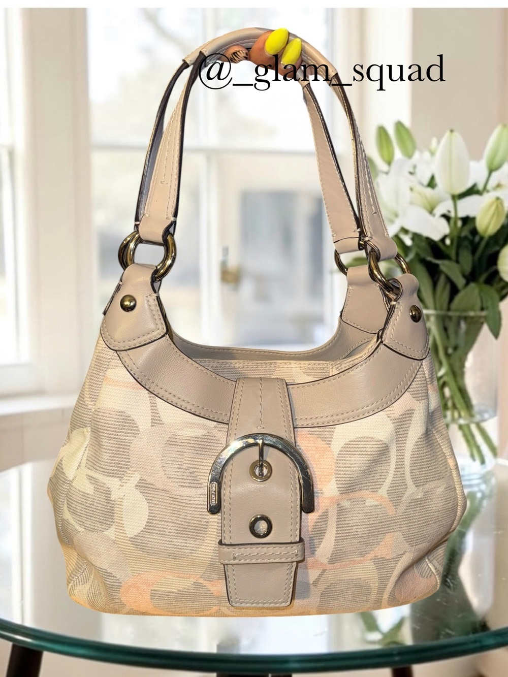 ❌SOLD❌Coach 2012 Soho Optic C Lynn Hobo Bag Pastel Signature Canvas Pink Beige